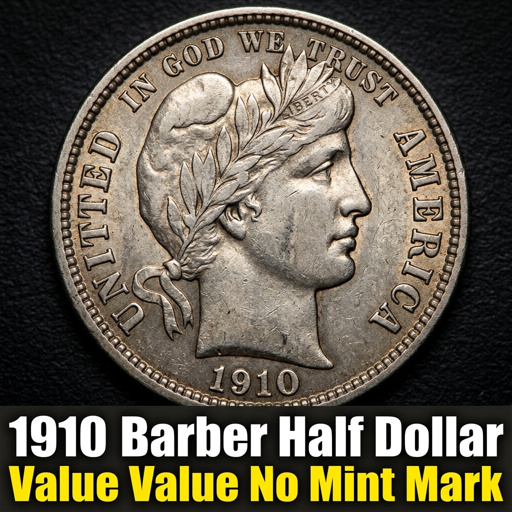 1910 Barber Half Dollar Value with No Mint Mark and What It's Worth Today