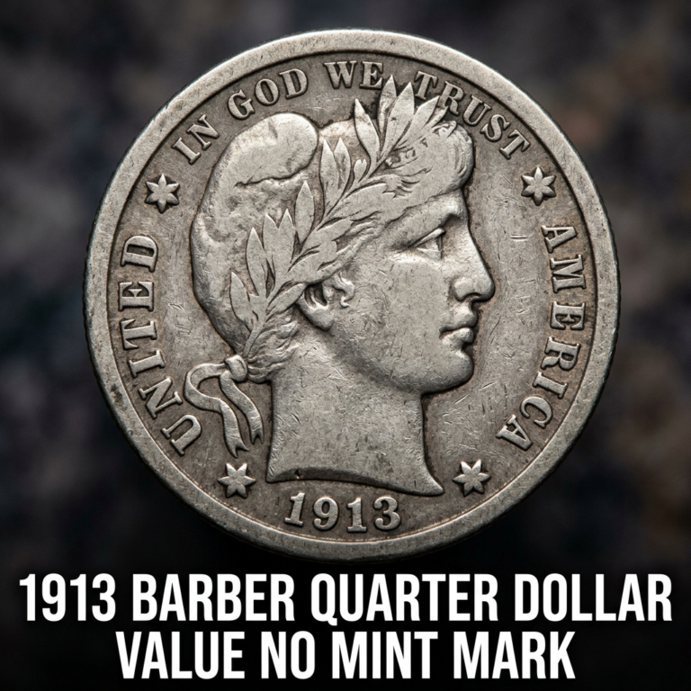 1913 Barber Quarter Dollar Value No Mint Mark What It's Worth Today