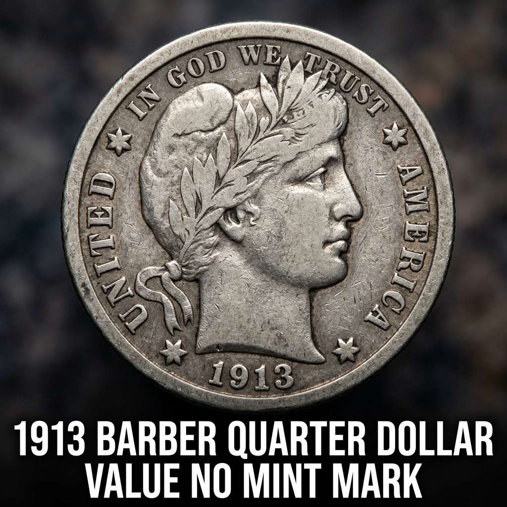 1913 Barber Quarter Dollar Value No Mint Mark What It's Worth Today